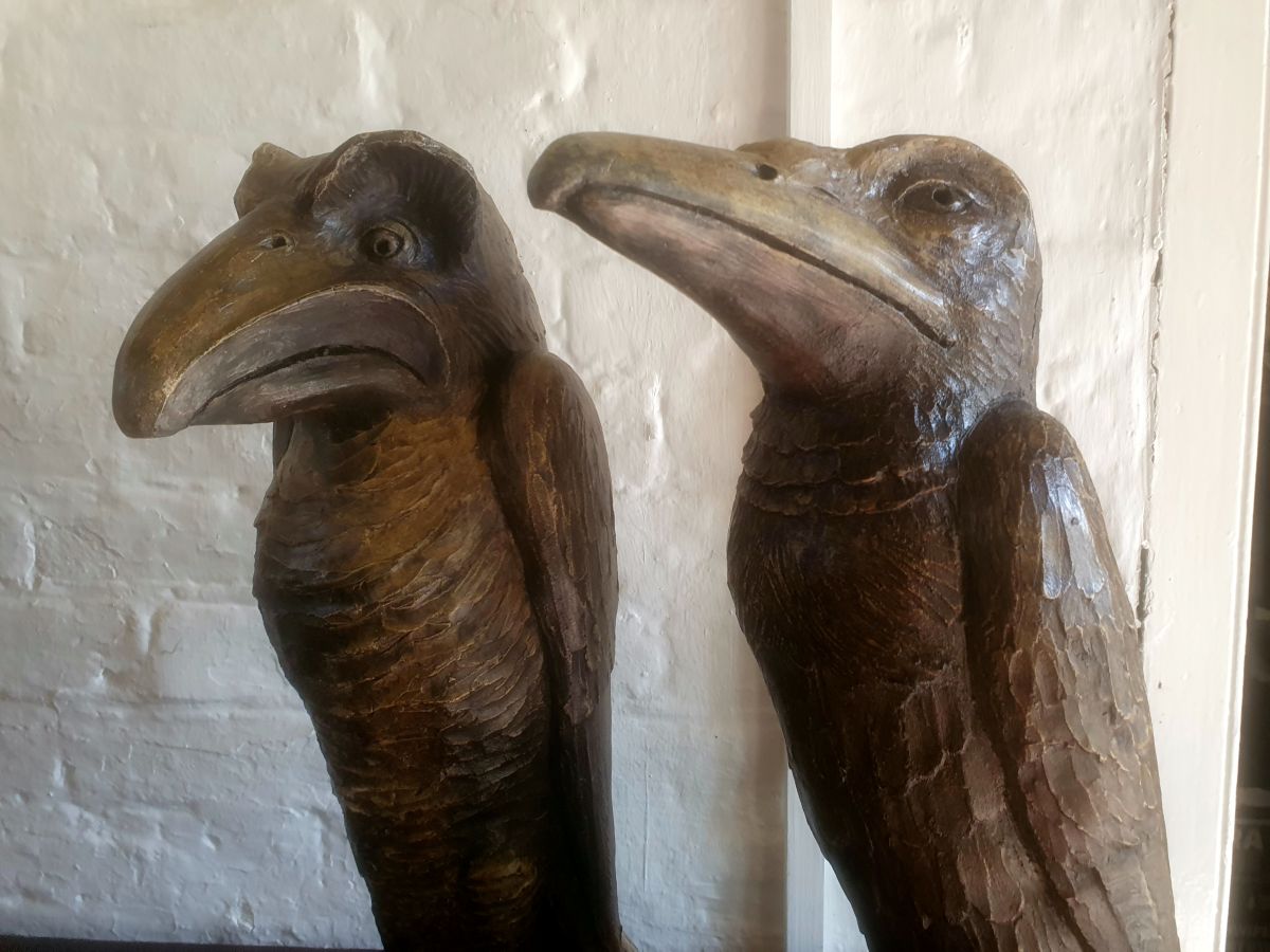 Two Cast Stone Wally Bird Ornaments